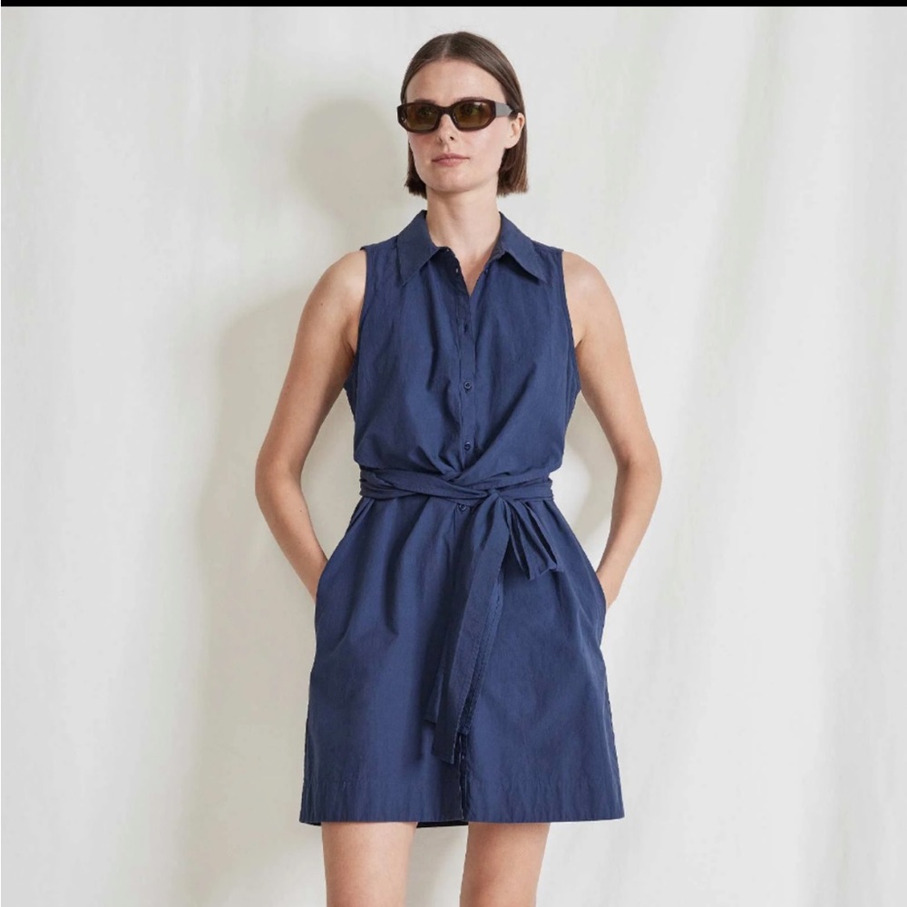 Apiece Apart Rio Navy Tie Mini Dress